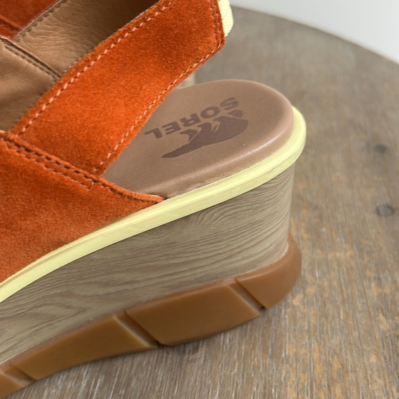 Sorel Joanie III Desert Sun Suede Wedge Platform Comfort Sling Back Sandals - Picture 8 of 17